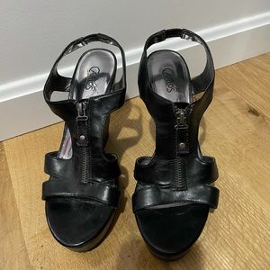 Black Wedge Sandals